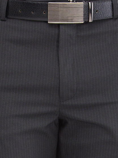 Park Avenue Black Stripe Regular Fit Polyester Blend Trouser
