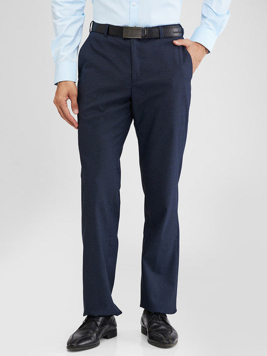 Park Avenue Blue Structure Regular Fit Polyester Blend Trouser