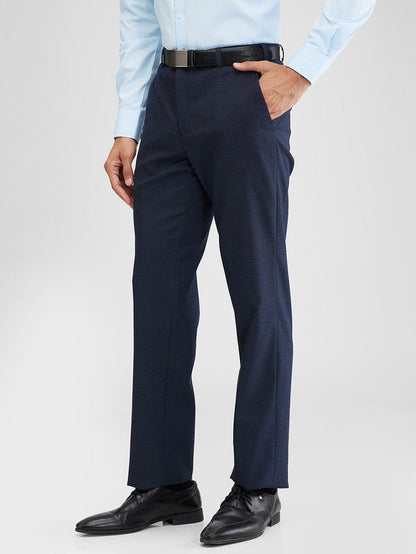 Park Avenue Blue Structure Regular Fit Polyester Blend Trouser