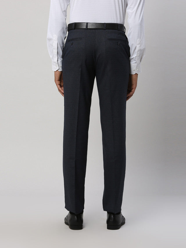 Park Avenue Blue Structure Regular Fit Polyester Blend Trouser