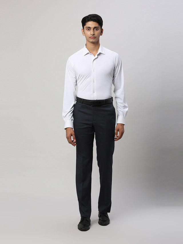 Park Avenue Blue Structure Regular Fit Polyester Blend Trouser