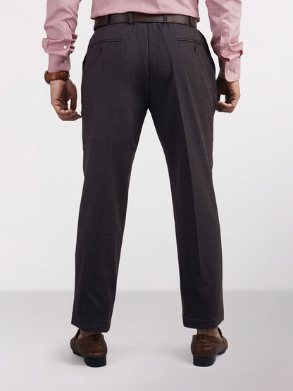Park Avenue Brown Structure Regular Fit Polyester Blend Trouser