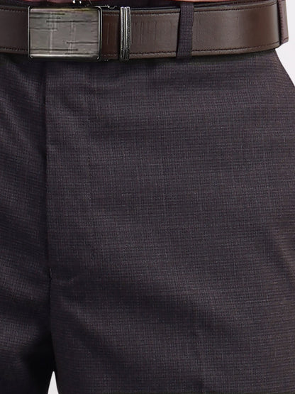 Park Avenue Brown Structure Regular Fit Polyester Blend Trouser