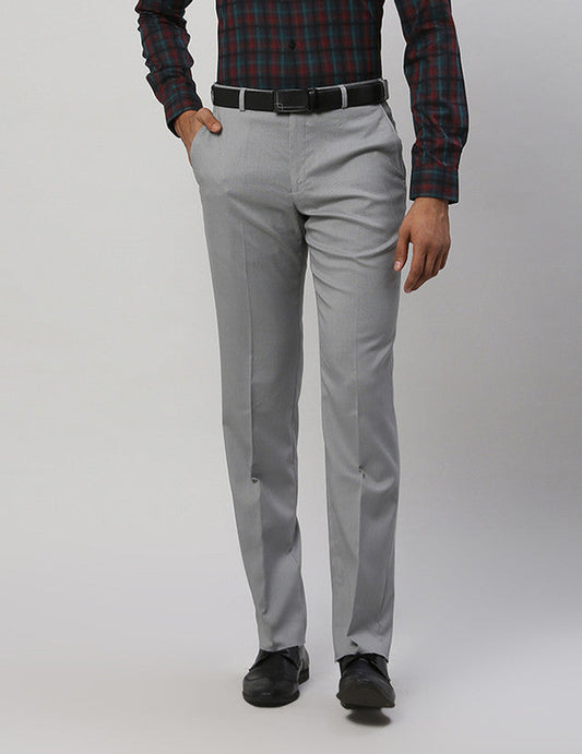 Park Avenue Men Grey Checkered Regular Fit Trouser