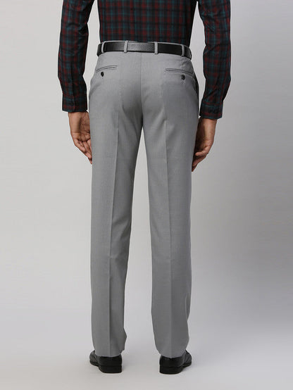 Park Avenue Men Grey Checkered Regular Fit Trouser
