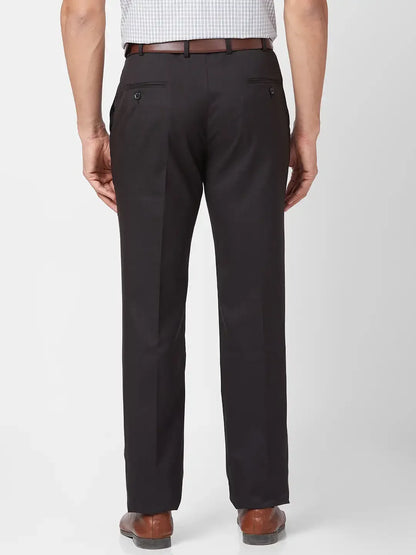 Park Avenue Men Black Structure Regular Fit Polyester Blend Trouser