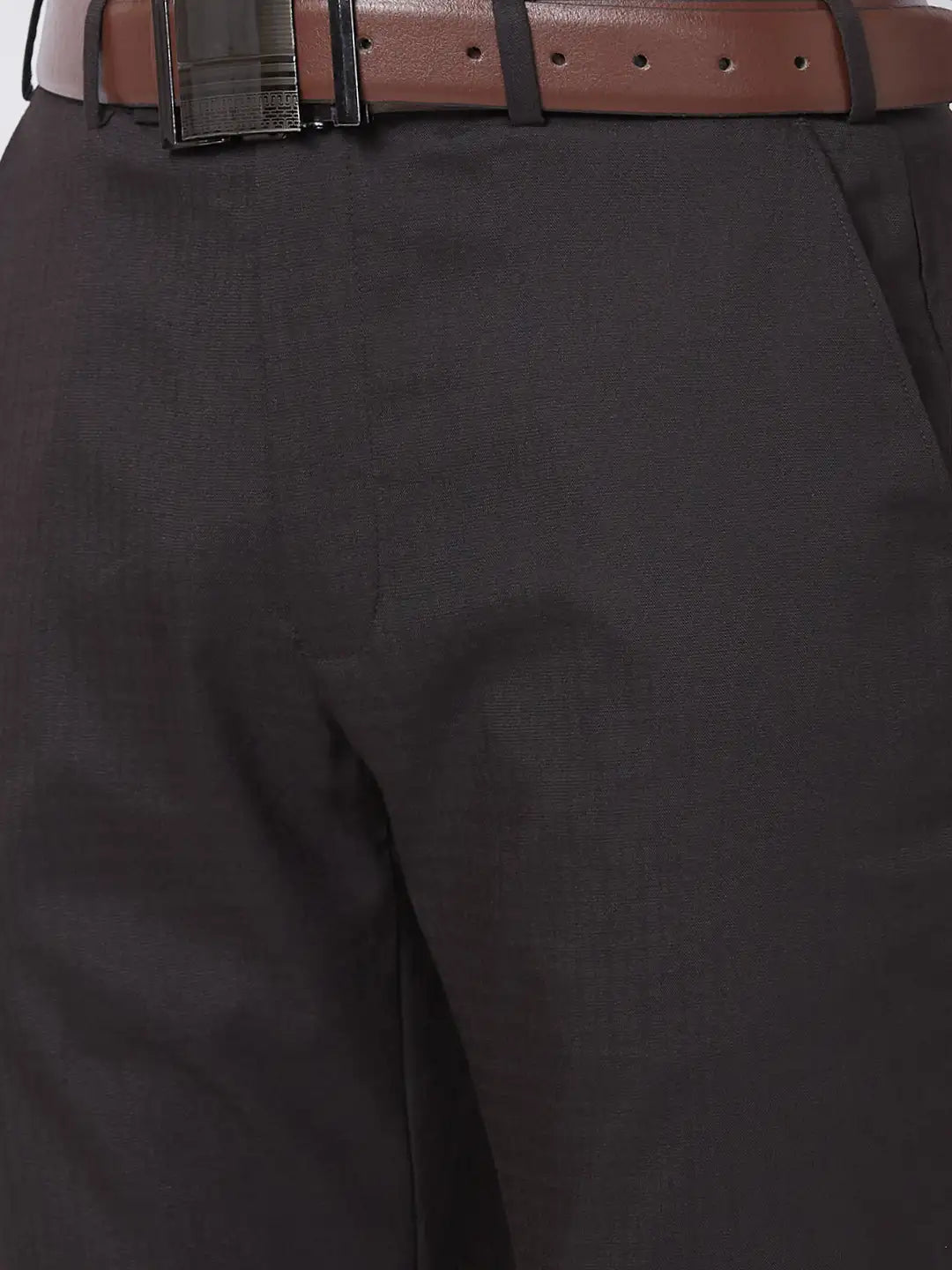 Park Avenue Men Black Structure Regular Fit Polyester Blend Trouser