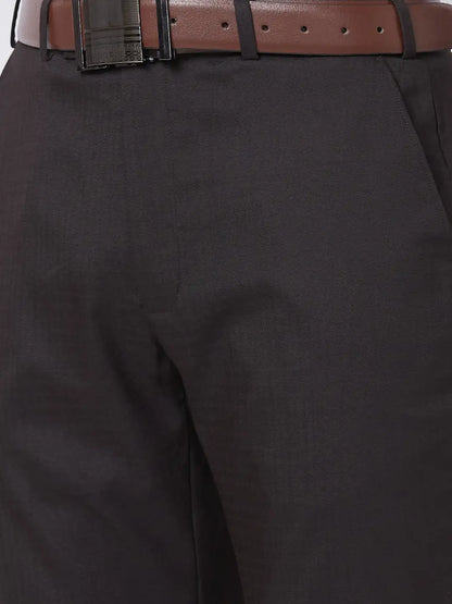 Park Avenue Men Black Structure Regular Fit Polyester Blend Trouser