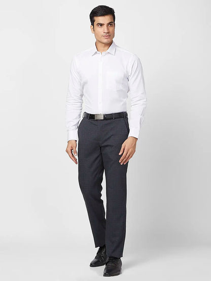 Park Avenue Men Blue Checks Regular Fit Polyester Blend Trouser