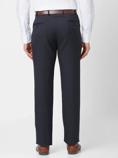 Park Avenue Men Blue Structure Regular Fit Polyester Blend Trouser