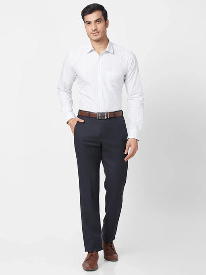 Park Avenue Men Blue Structure Regular Fit Polyester Blend Trouser
