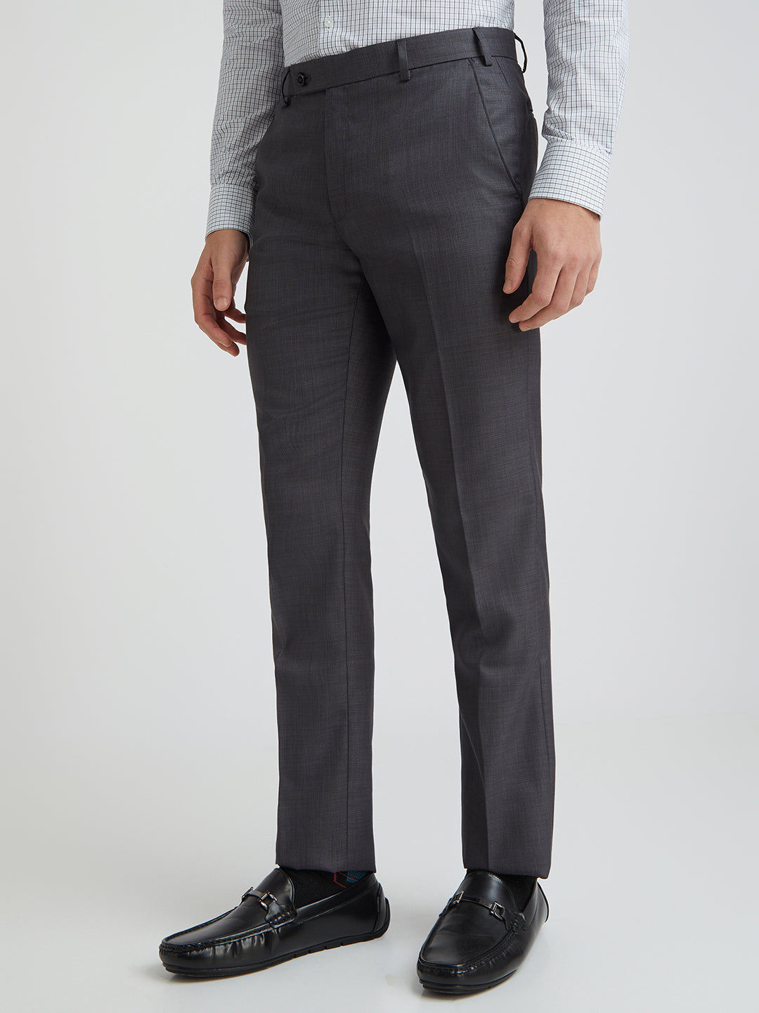 Park Avenue Black Solid Regular Fit Polyester Blend Trouser