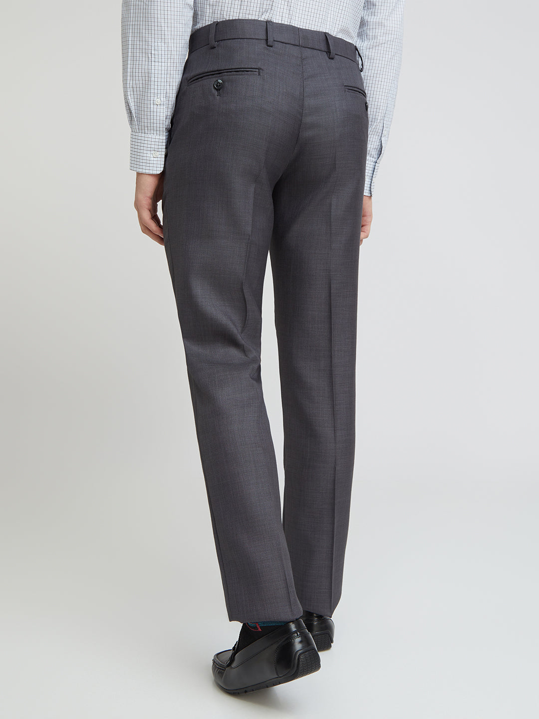 Park Avenue Black Solid Regular Fit Polyester Blend Trouser