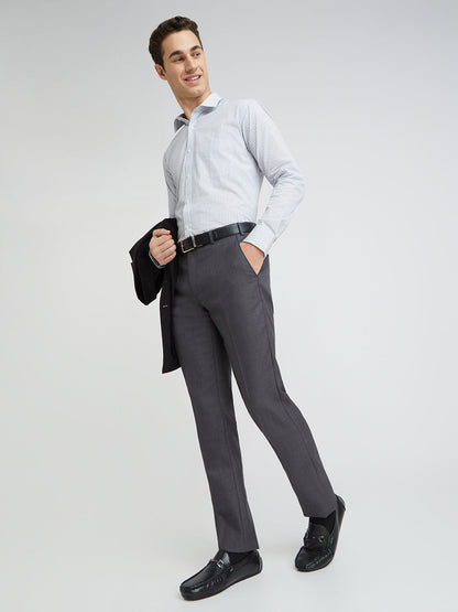 Park Avenue Black Solid Regular Fit Polyester Blend Trouser