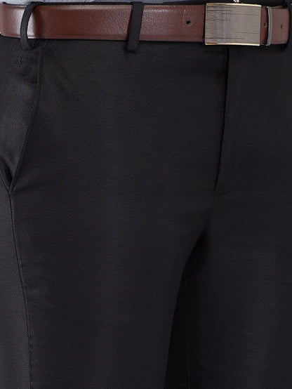 Park Avenue Black Solid Regular Fit Polyester Blend Trouser