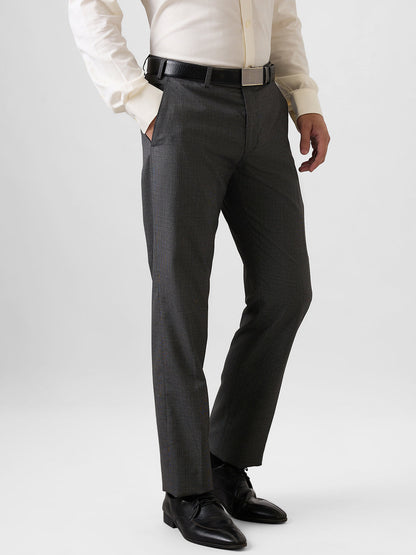 Park Avenue Men Grey Checks Regular Fit Polyester Blend Trouser