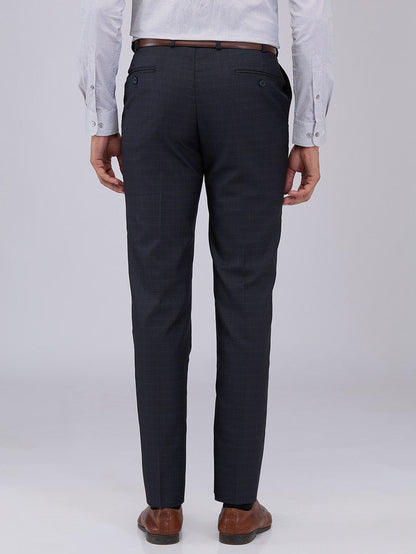 Park Avenue Men Blue Checks Regular Fit Polyester Blend Trouser