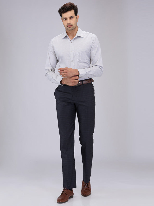 Park Avenue Men Blue Checks Regular Fit Polyester Blend Trouser