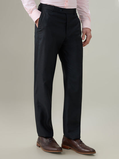 Park Avenue Men Blue Dobby Regular Fit Polyester Blend Trouser