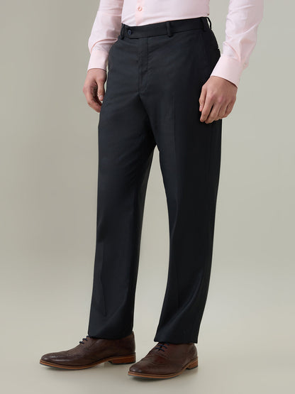 Park Avenue Men Blue Dobby Regular Fit Polyester Blend Trouser