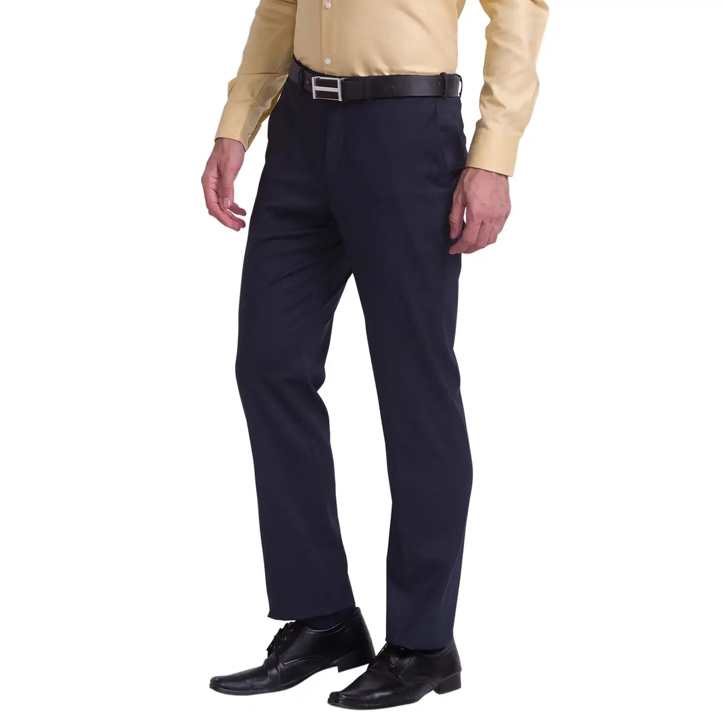 Men Grey Neo Classic Fit Structure Polyester Blend Trouser