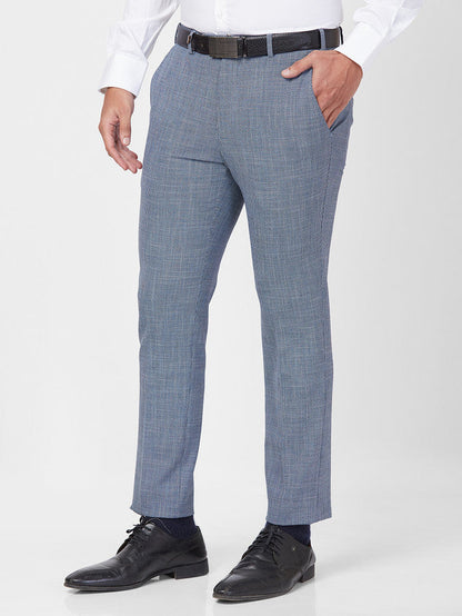Park Avenue Men Blue Checkered Super Slim Fit Trouser