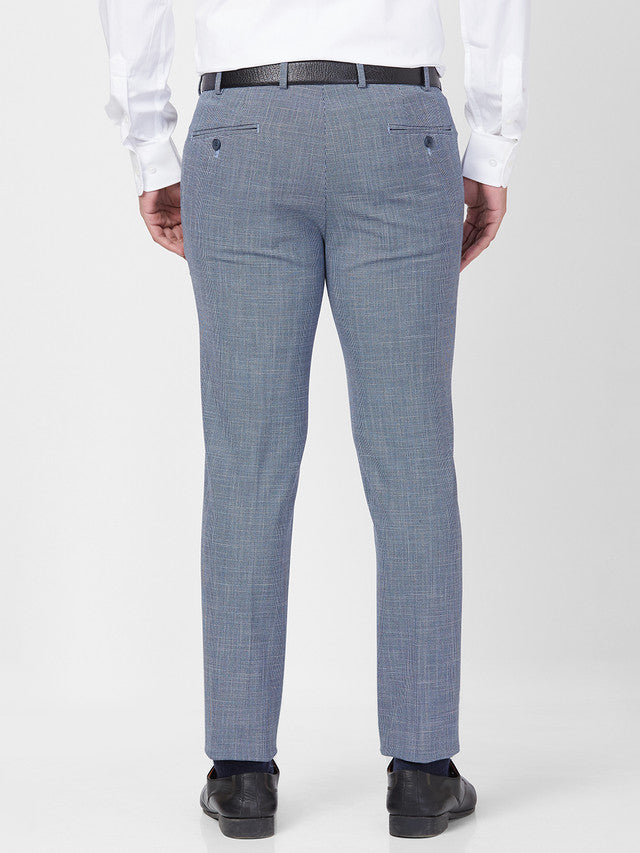 Park Avenue Men Blue Checkered Super Slim Fit Trouser