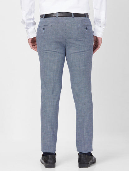 Park Avenue Men Blue Checkered Super Slim Fit Trouser