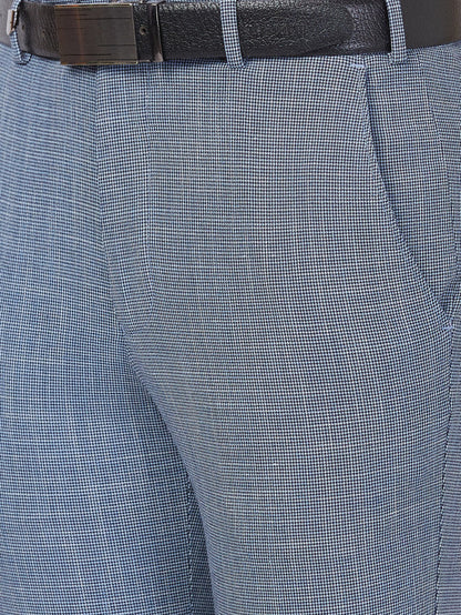 Park Avenue Men Blue Checkered Super Slim Fit Trouser