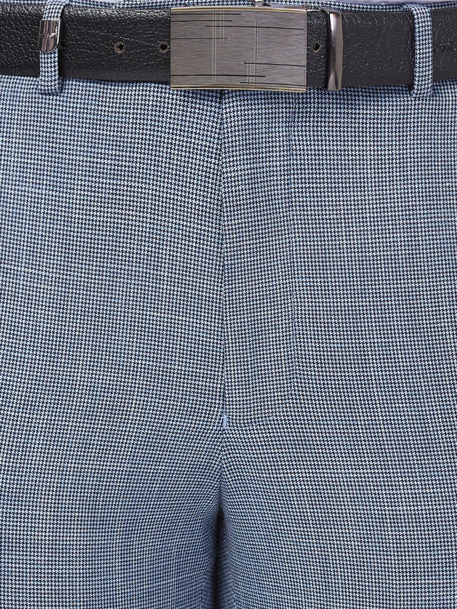 Park Avenue Men Blue Checkered Super Slim Fit Trouser
