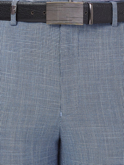 Park Avenue Men Blue Checkered Super Slim Fit Trouser