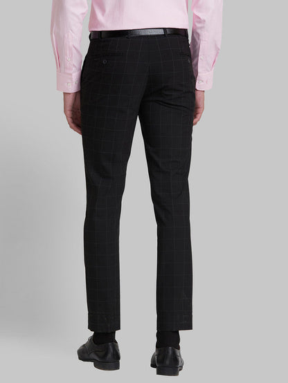 Park Avenue Men Black Checkered Super Slim Fit Trouser