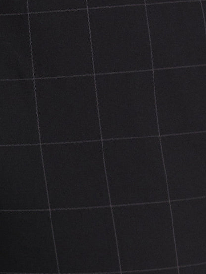 Park Avenue Men Black Checkered Super Slim Fit Trouser