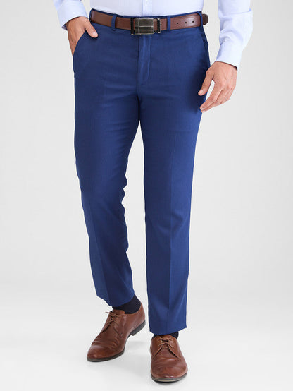 Park Avenue Blue Solid Neo Fit Polyester Blend Trouser