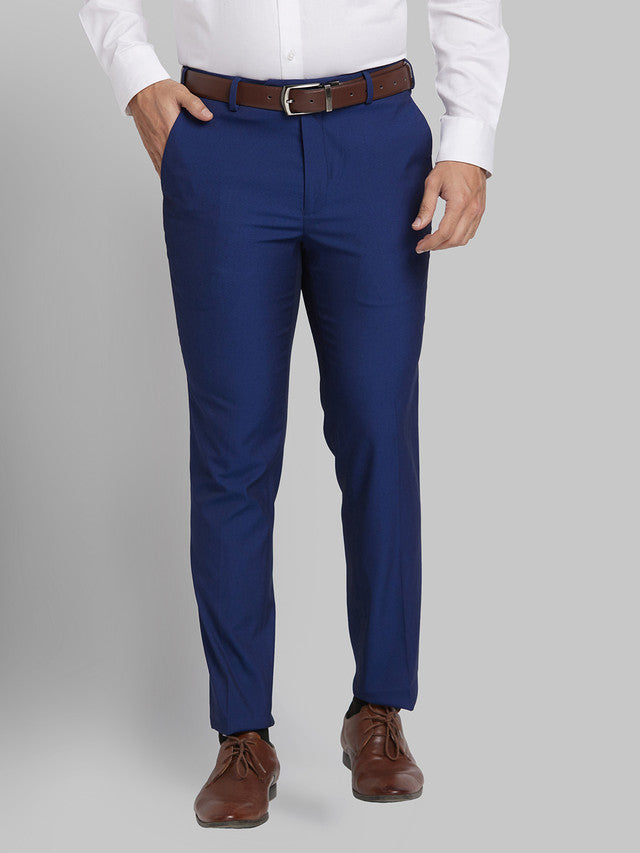 Park Avenue Men Blue Self Design Super Slim Fit Trouser