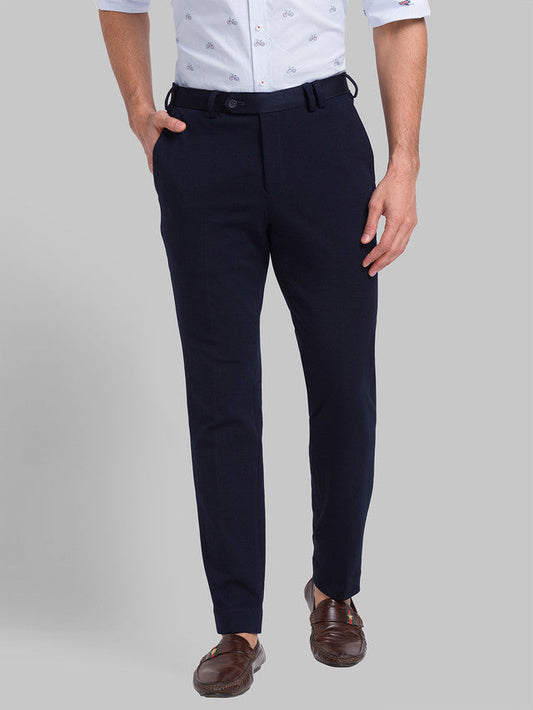 Park Avenue Men Blue Solid Super Slim Fit Trouser