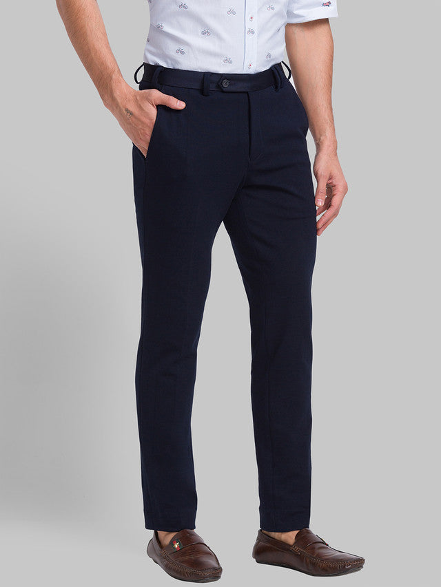 Park Avenue Men Blue Solid Super Slim Fit Trouser