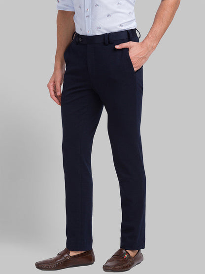 Park Avenue Men Blue Solid Super Slim Fit Trouser
