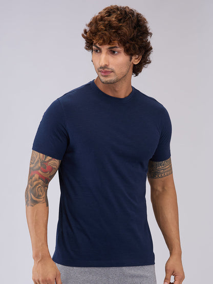 Park Avenue Men Blue Regular Fit Cotton T-Shirt