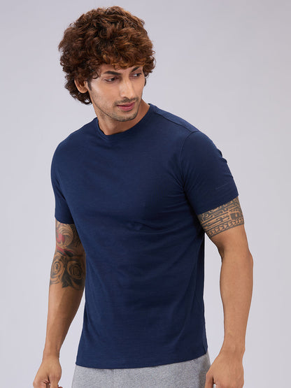 Park Avenue Men Blue Regular Fit Cotton T-Shirt