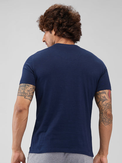 Park Avenue Men Blue Regular Fit Cotton T-Shirt