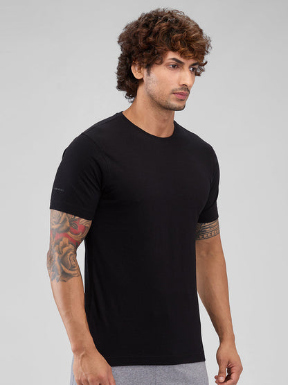 Park Avenue Men Black Regular Fit Cotton T-Shirt