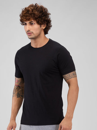 Park Avenue Men Black Regular Fit Cotton T-Shirt