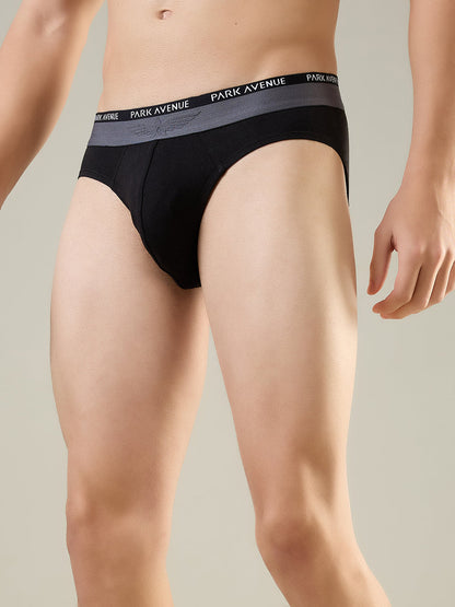 Park Avenue Men Black Cotton Blend Brief Pack Of 2