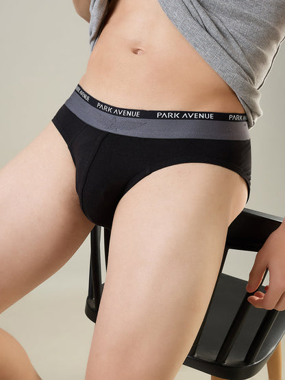 Park Avenue Men Black Cotton Blend Brief Pack Of 2