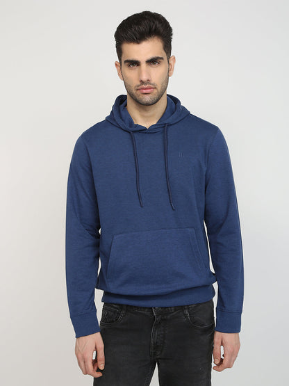Raymond Men Blue Solid Regular Fit Cotton Full Sleeve Sweatshirt