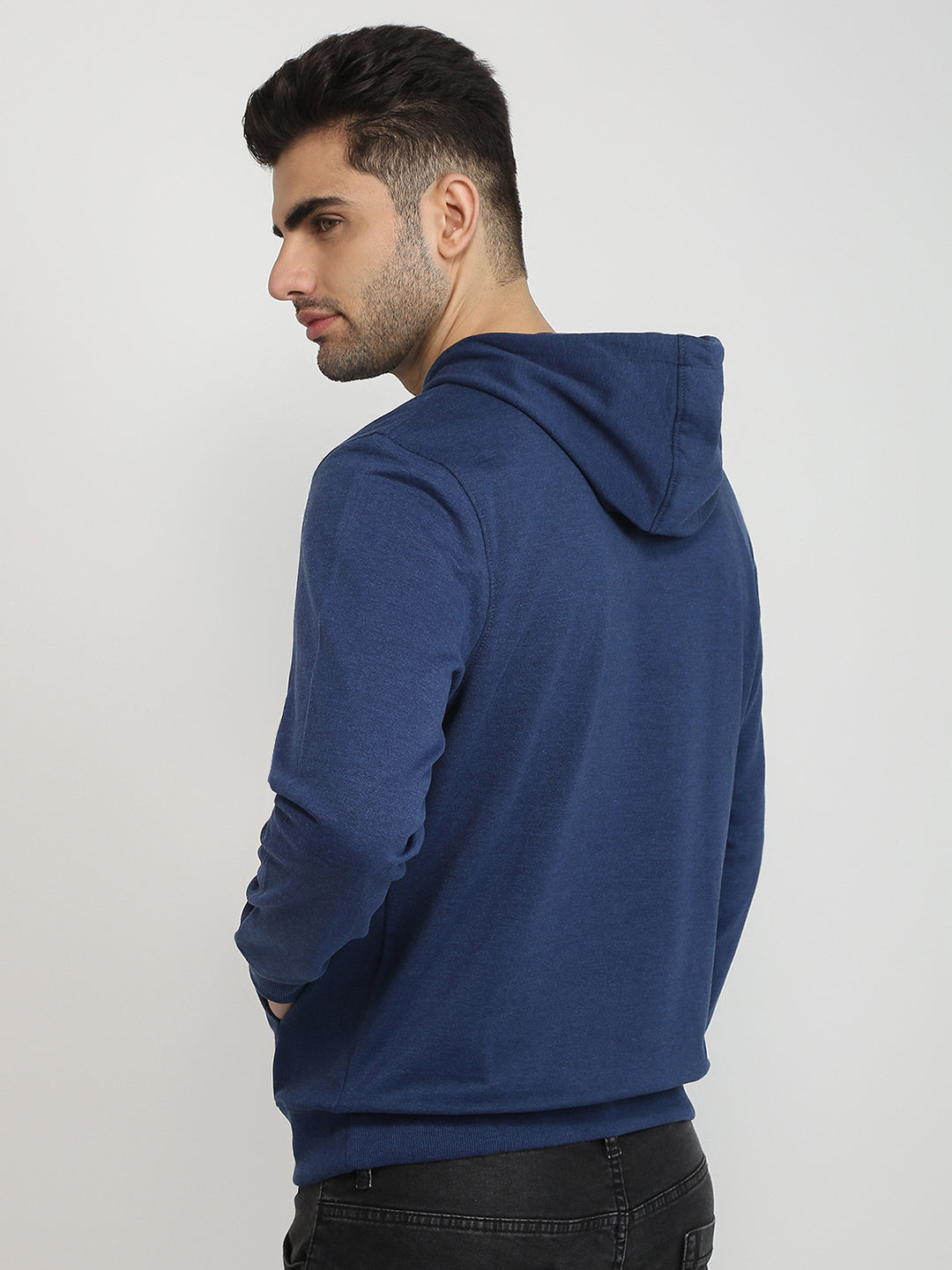 Raymond Men Blue Solid Regular Fit Cotton Full Sleeve Sweatshirt