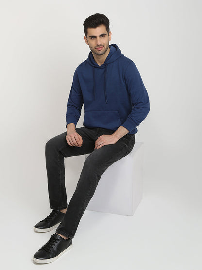 Raymond Men Blue Solid Regular Fit Cotton Full Sleeve Sweatshirt