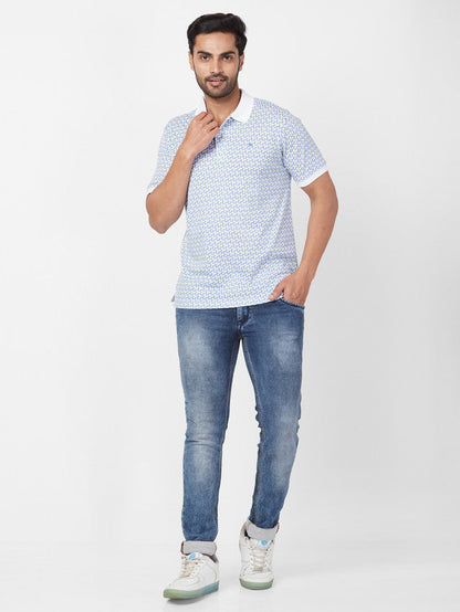 Raymond Blue Printed Modern Fit Cotton T-Shirt