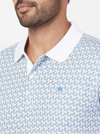 Raymond Blue Printed Modern Fit Cotton T-Shirt